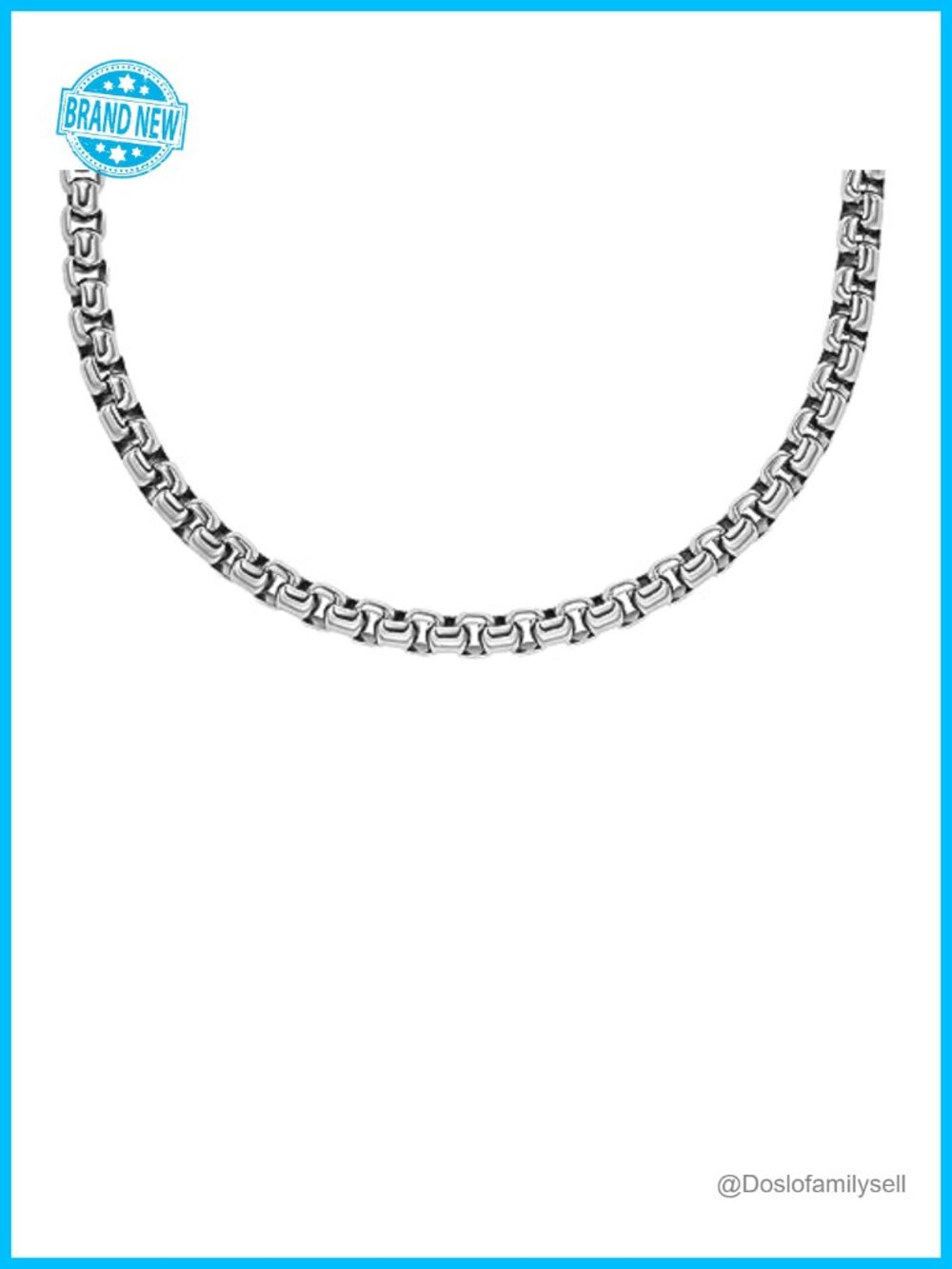 Mens Stainless Steel Box Chain Necklace Lobster Clasp Polished 20 Inch